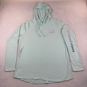 Vineyard Vines Hoodie Womens Large Mint Green Long Sleeve Slub Cotton Whale Logo